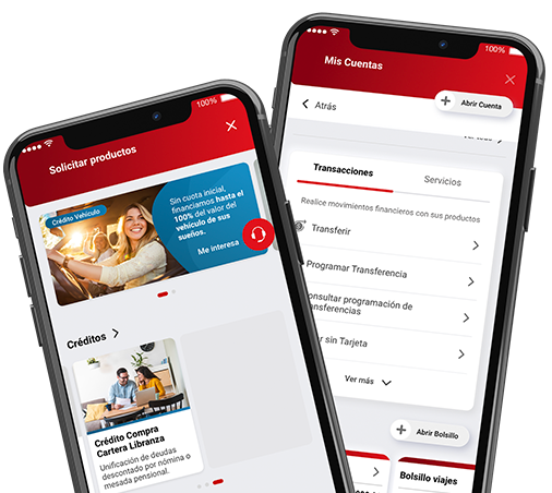 Dos celulares con pantallas del App Davivienda