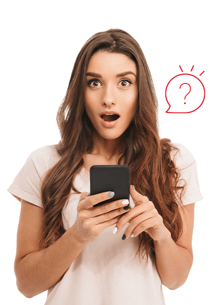 Mujer con celular - Preguntas Frecuentes