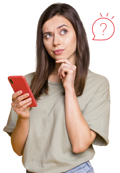 Mujer con celular - Preguntas Frecuentes
