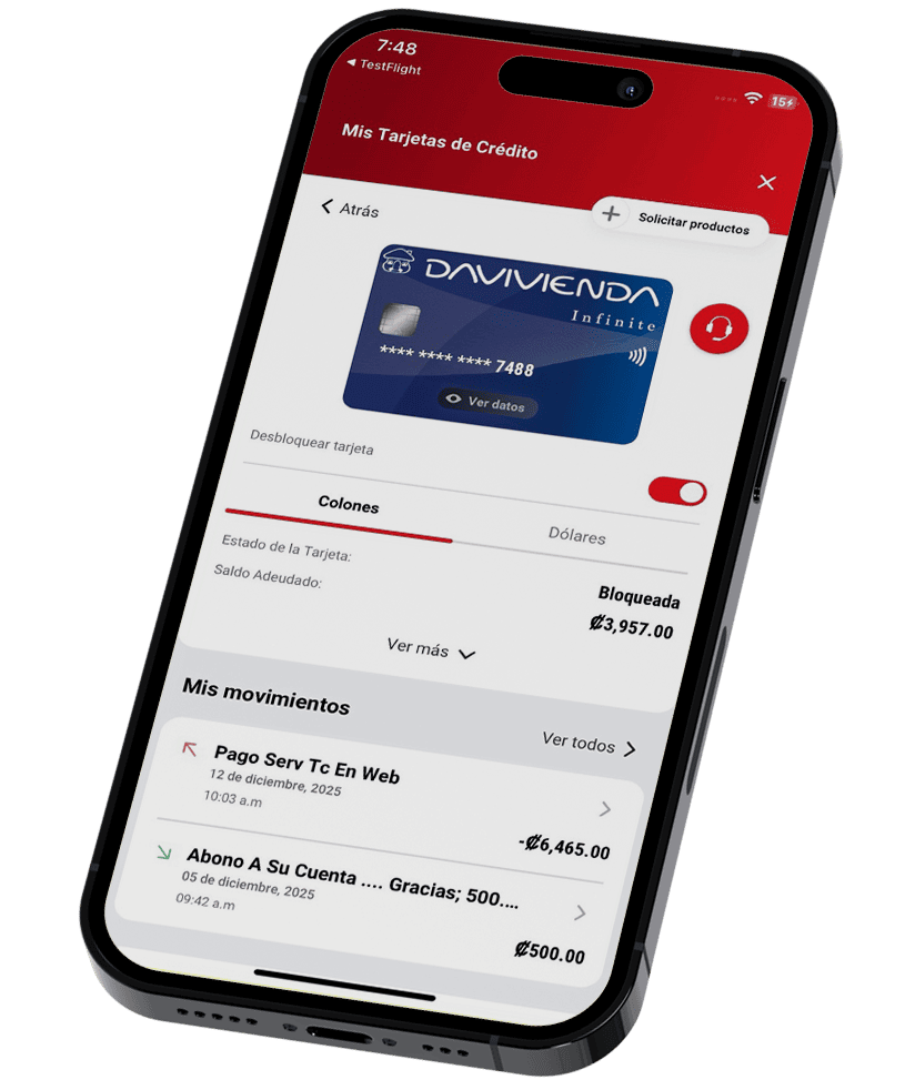 Seleccione «Tarjetas y Medios de Pago» y elija su Producto.
