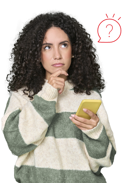 Mujer con celular - Preguntas Frecuentes